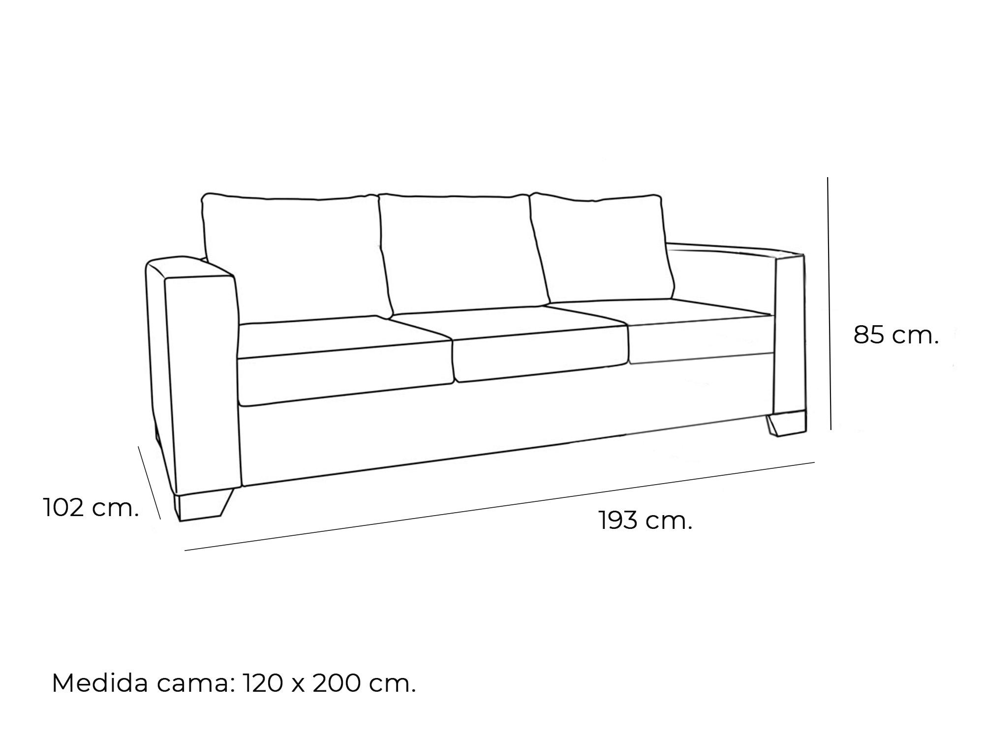 Sofá cama sistema italiano Mod. Mónaco. Sofás cama baratos de rebajas